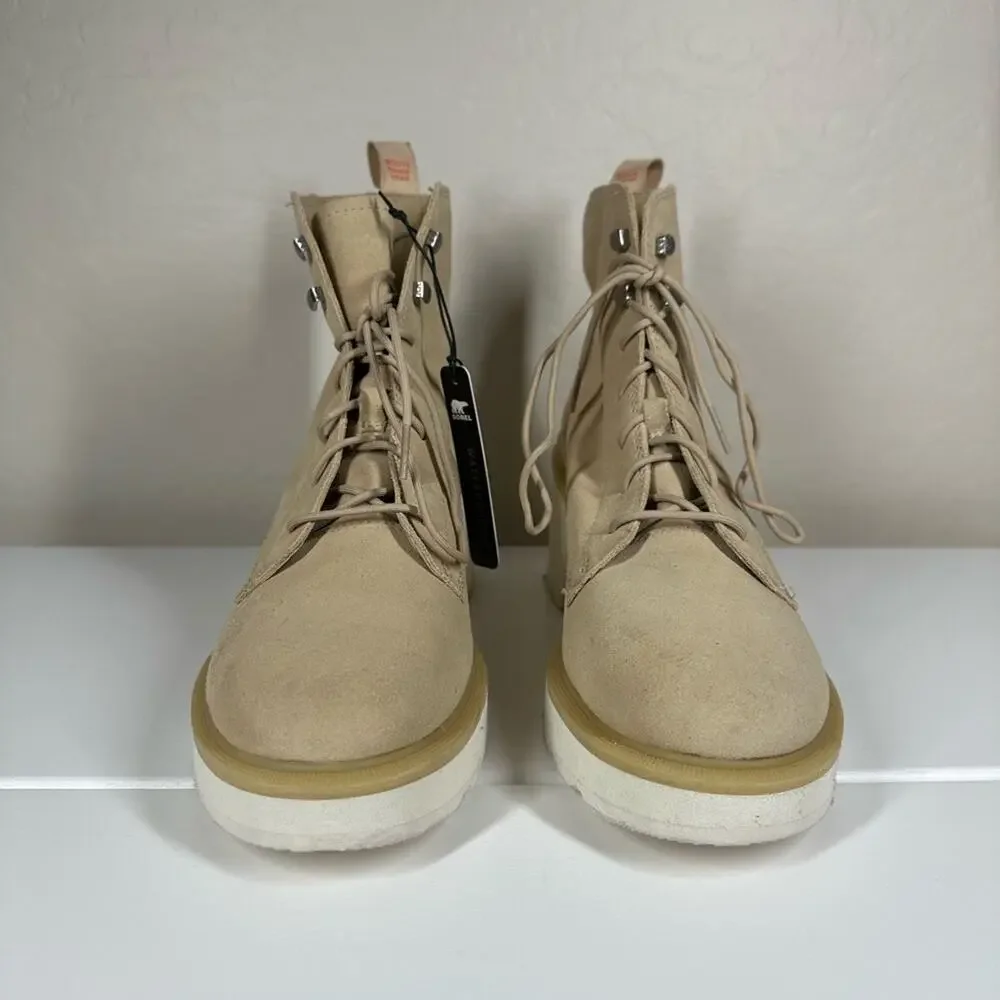 Sorel Hi-Line Waterproof Lace-Up Leather Suede Boots Chunky Heel Tan Sz 11 - Picture 5 of 14